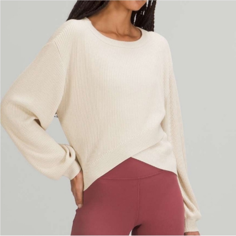 lululemon athletica cross overCream Crew Neck Sweater